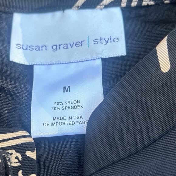 QVC Susan Graver Style Asian Theme Long Jacket Lustra Knit Medium Black Gold - Picture 5 of 13